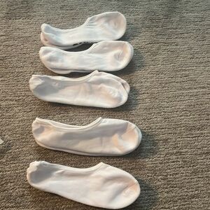 Five pairs of vans, no-show, socks, rubber backing